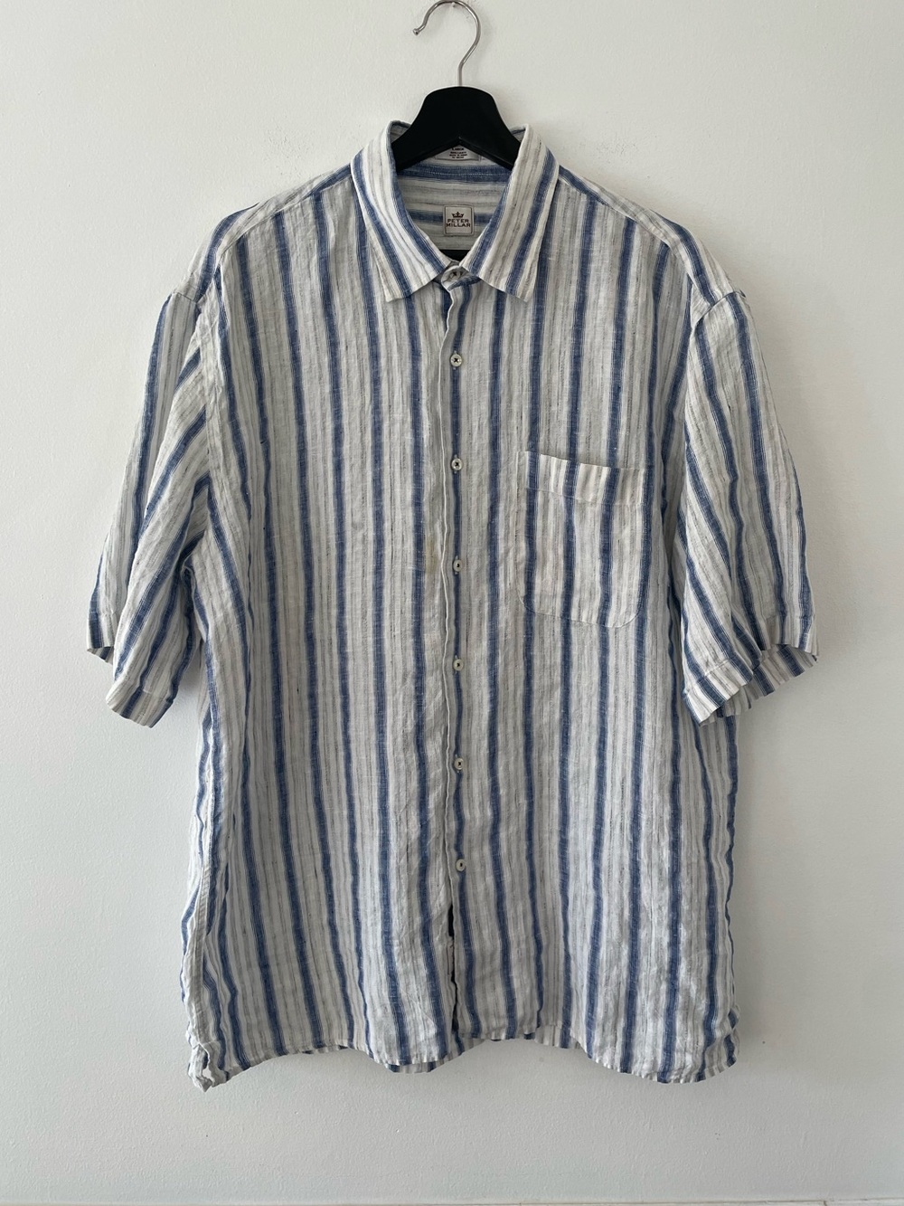 Peter Millar 100% Linen Striped Button Down Shirt Size L